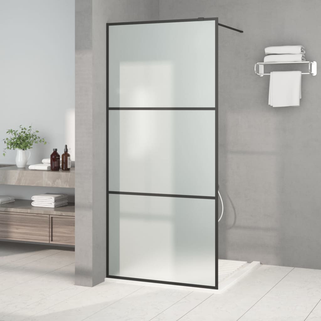 vidaXL Sprchová zástena čierna 90x195 cm matné ESG sklo