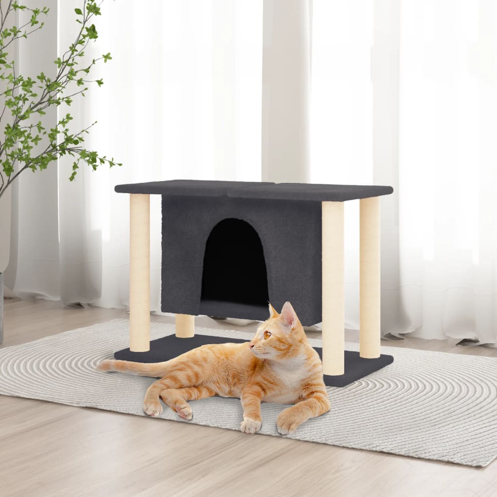 vidaXL Škrabadlo pre mačky so sisalovými stĺpikmi tmavosivé 50 cm