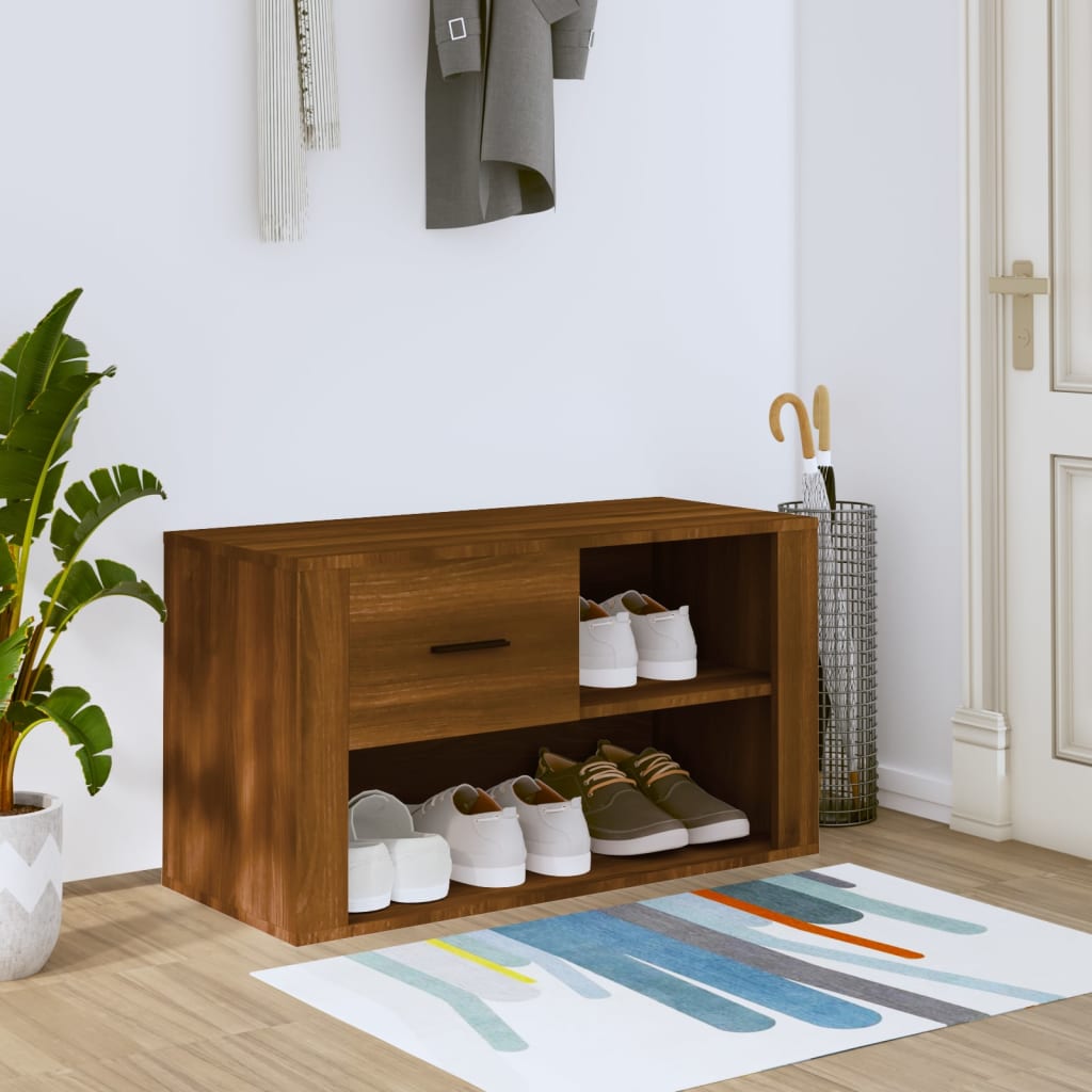 vidaXL Botník hnedý dub 80x35x45 cm spracované drevo