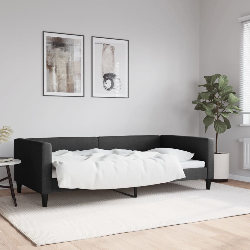 vidaXL Denná posteľ čierna 100x200 cm látka