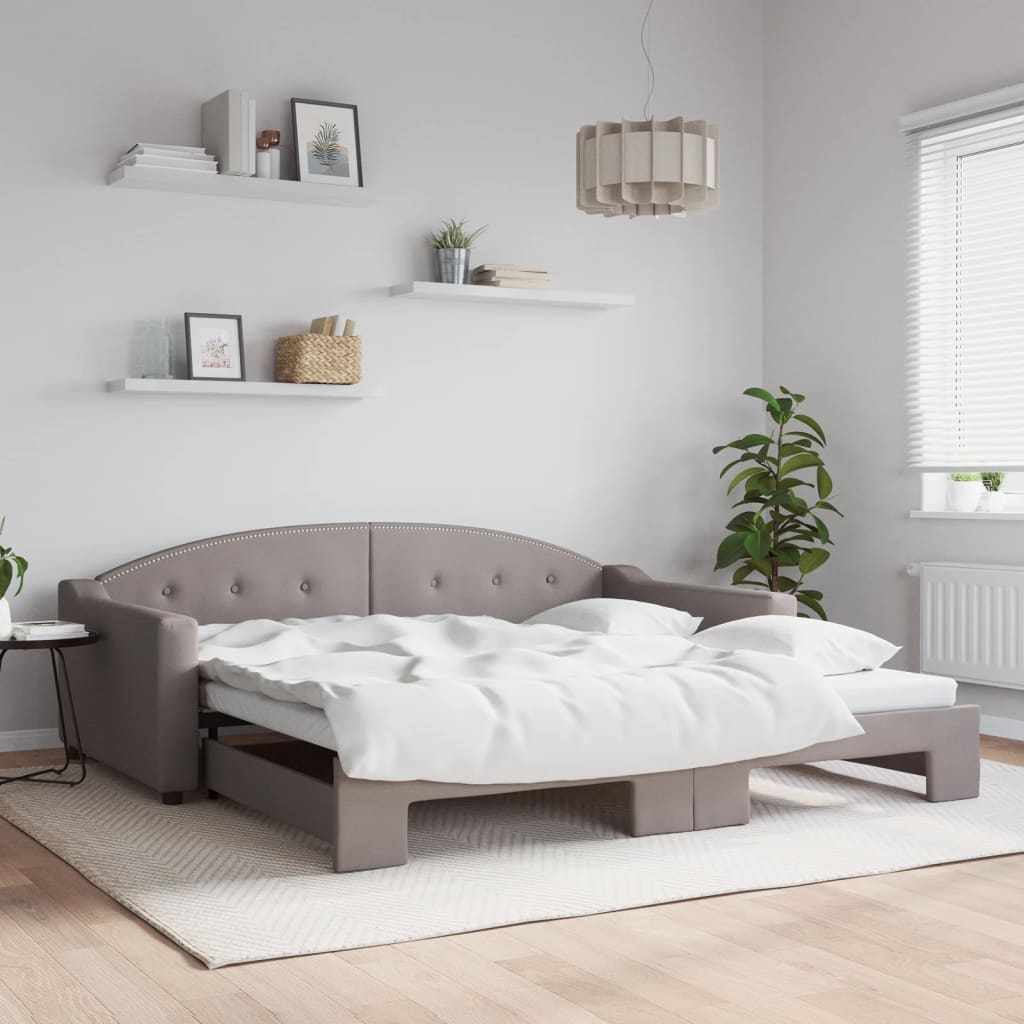 vidaXL Denná posteľ s rozkladacou posteľou sivohnedá 100x200 cm látka