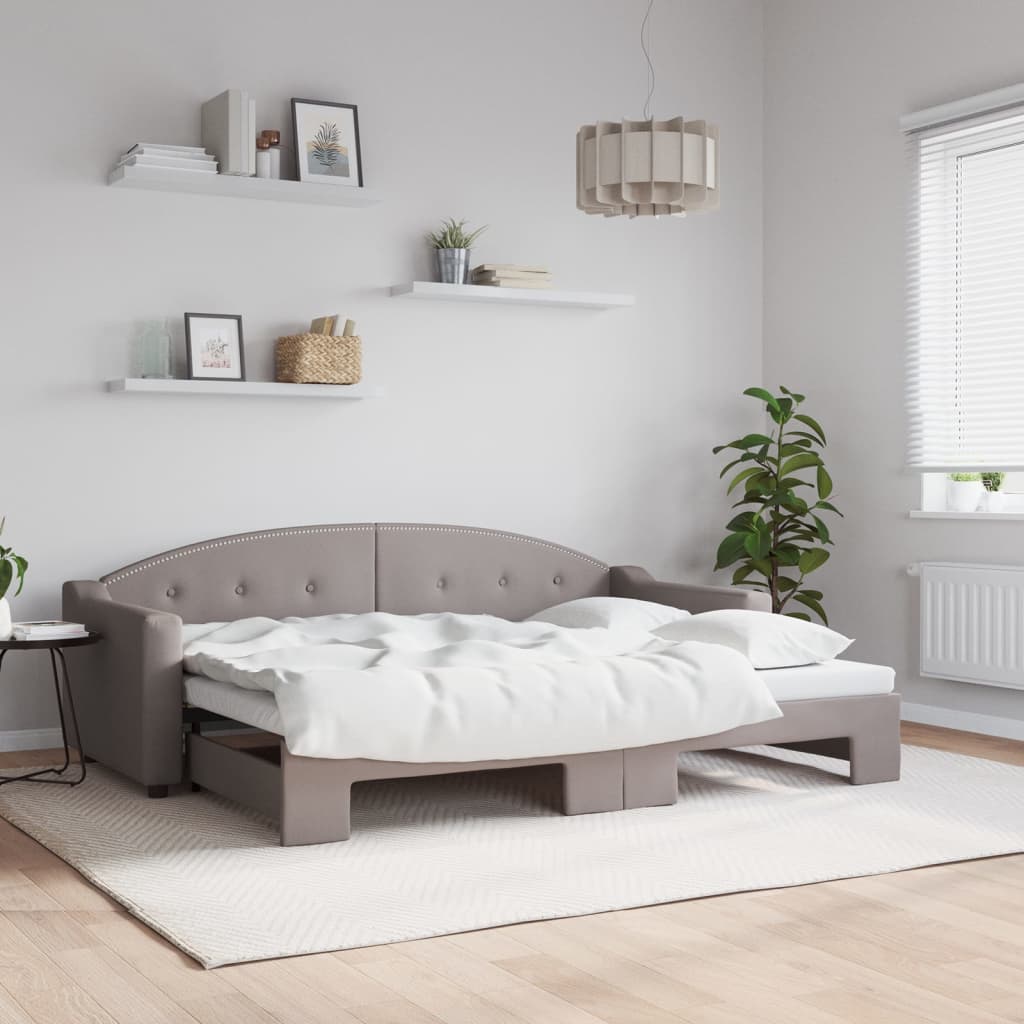 vidaXL Denná posteľ s rozkladacou posteľou sivohnedá 80x200 cm látka