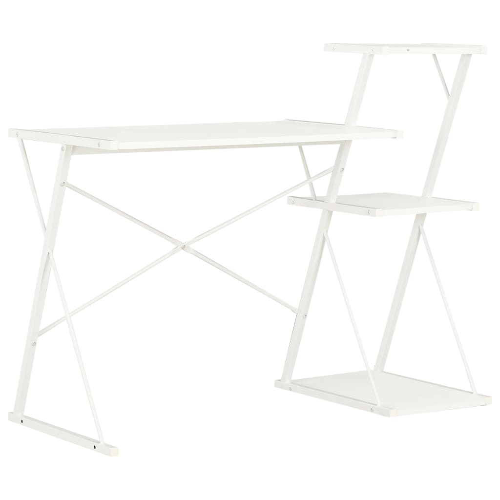 vidaXL Stôl s poličkami, biely 116x50x93 cm
