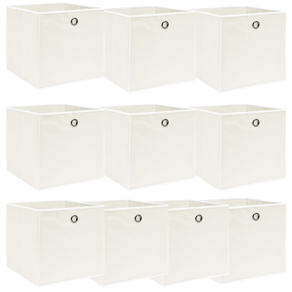 vidaXL Úložné boxy 10 ks, biele 32x32x32 cm, látka