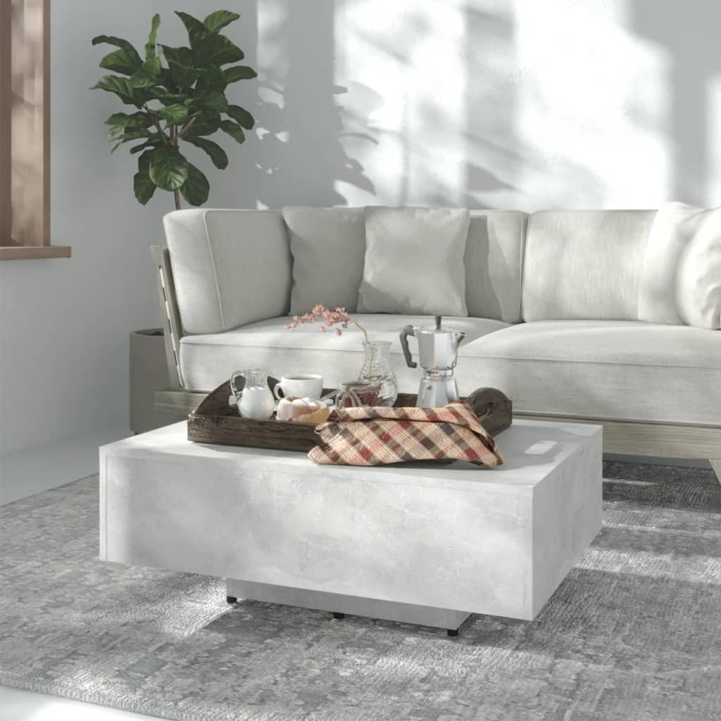 vidaXL Konferenčný stolík, betónovo sivý 85x55x31 cm, kompozitné drevo