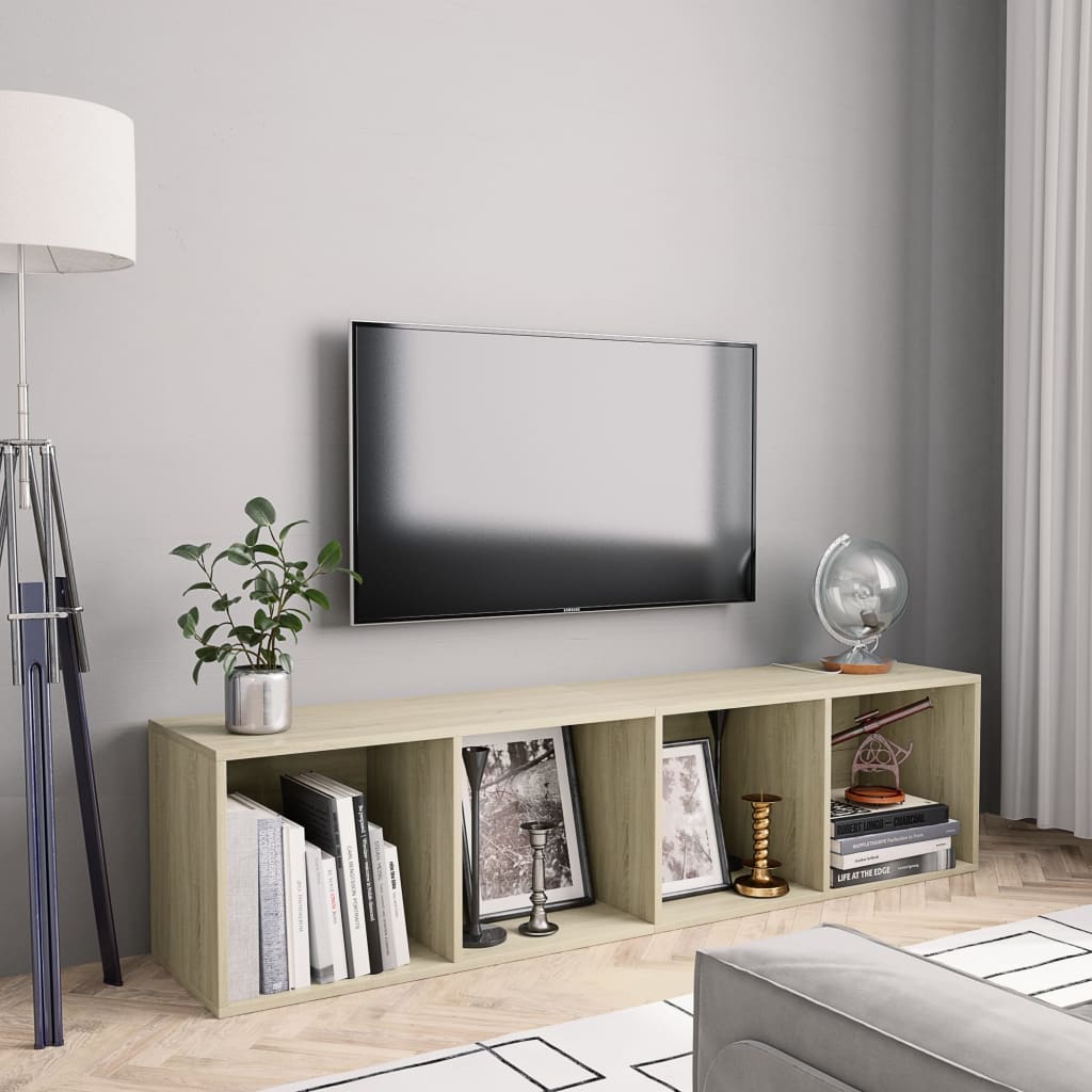 vidaXL Knižnica/TV skrinka, dub sonoma 143x30x36 cm