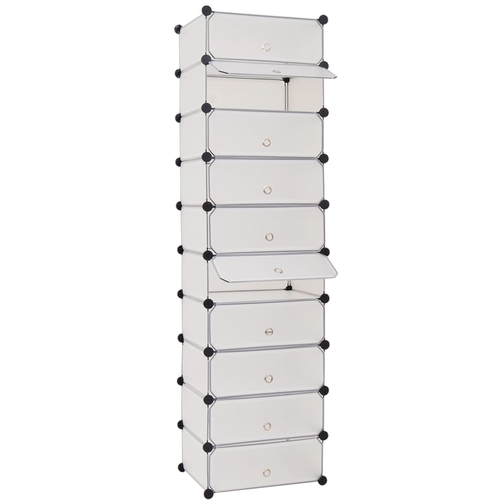 vidaXL Botník s 10 priehradkami a s dvierkami, biely