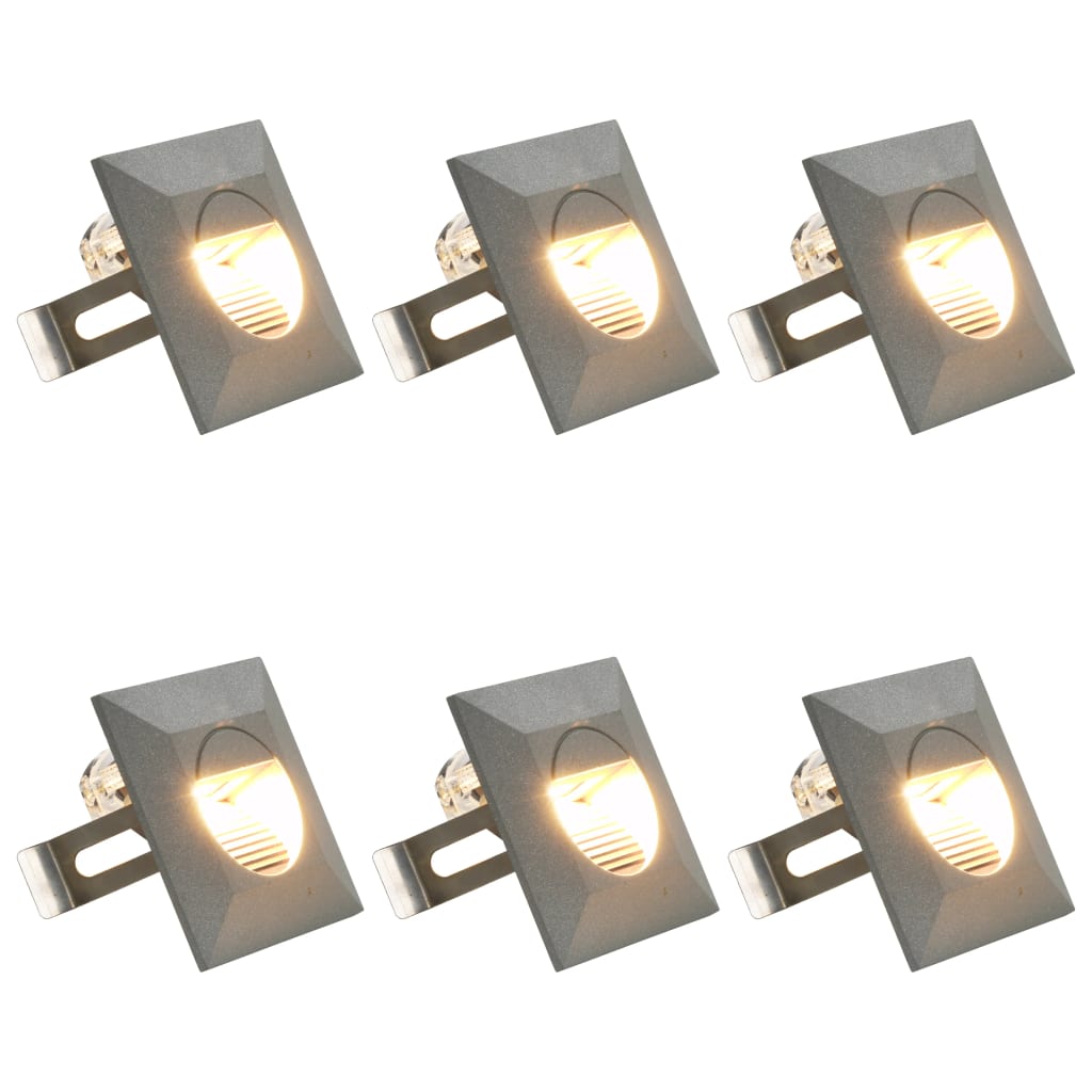 vidaXL Vonkajšie nástenné LED svetlá 6 ks, 5 W, strieborné, štvorcové