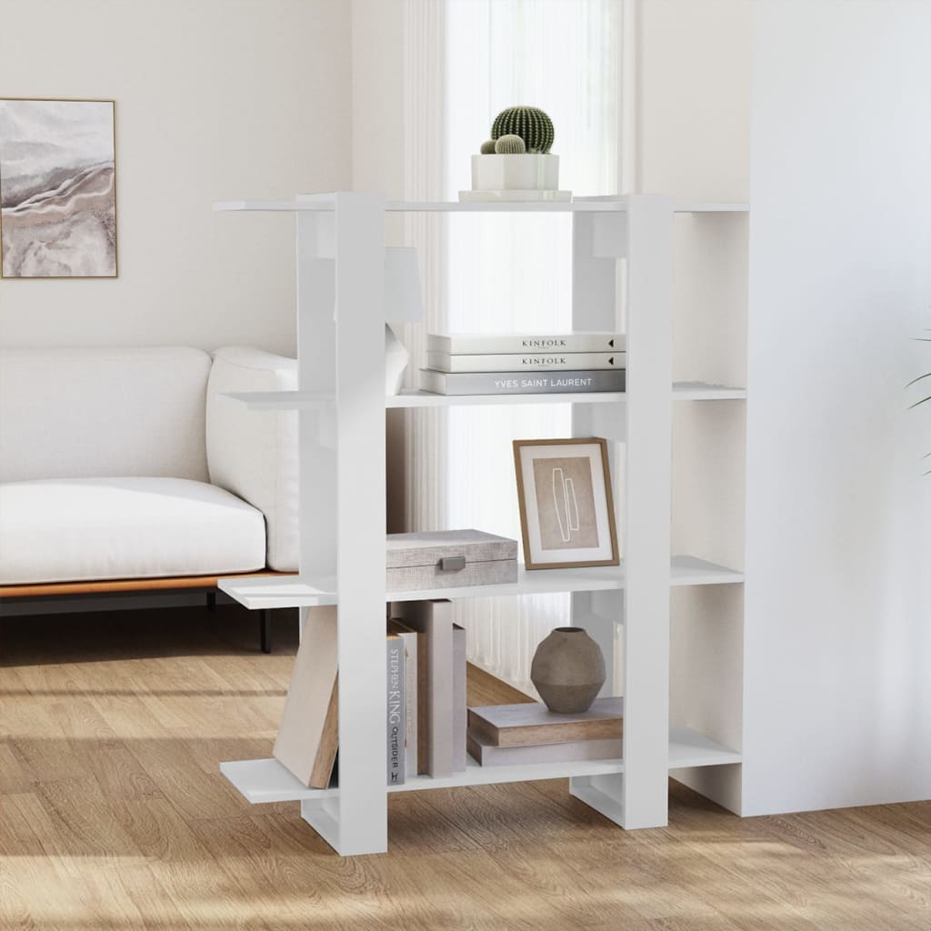 vidaXL Knižnica/deliaca stena biela 100x30x123,5 cm