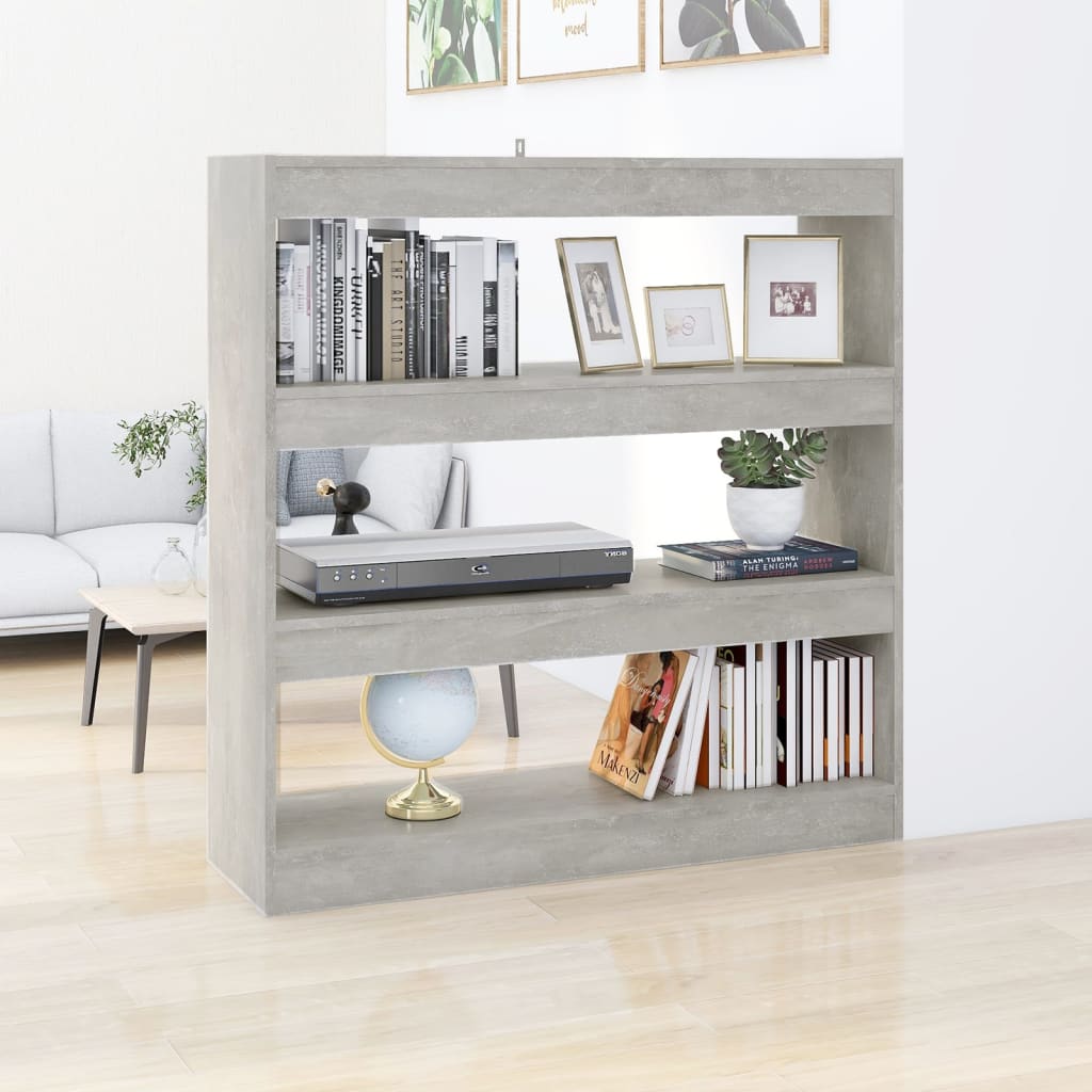 vidaXL Knižnica/deliaca stena betónová sivá 100x30x103 cm