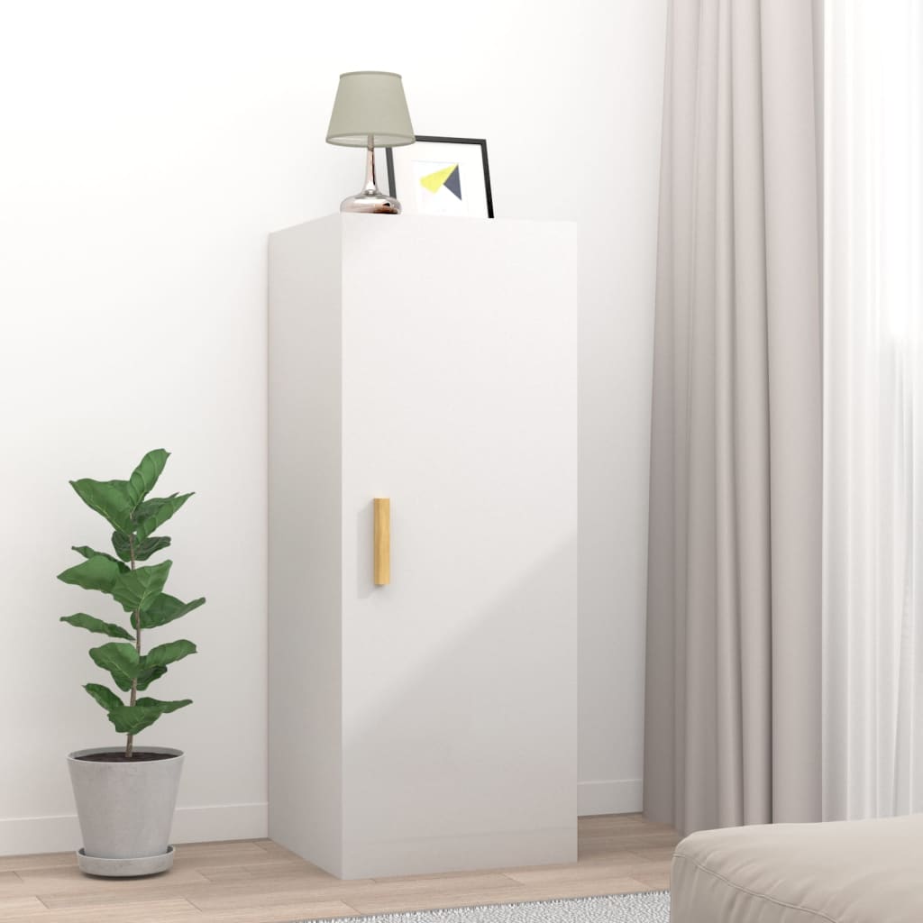 vidaXL Nástenná skrinka lesklá biela 34,5x34x90 cm spracované drevo