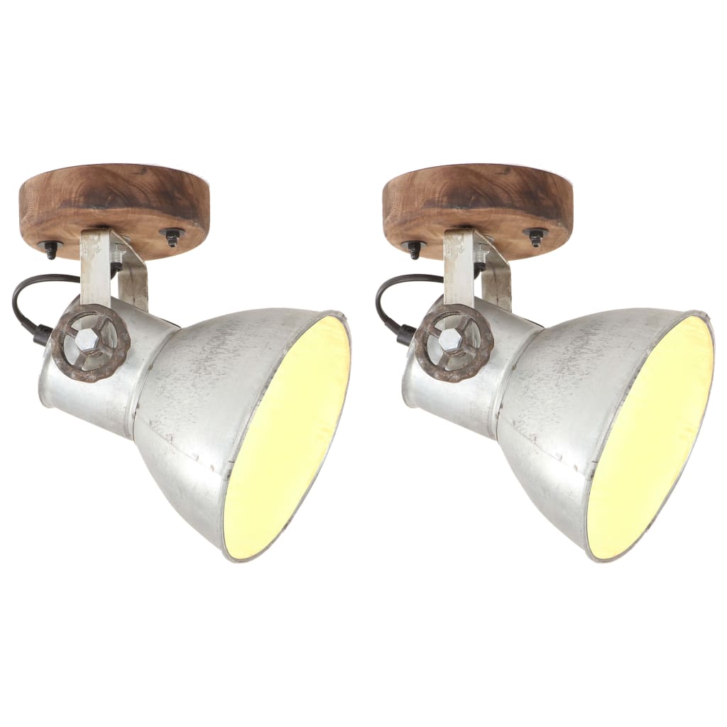 vidaXL Industriálne nástenné / stropné lampy 2 ks strieborné 20x25 cm E27