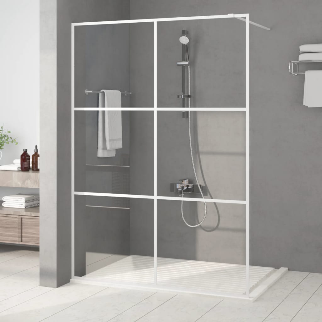 vidaXL Sprchová zástena biela 140x195 cm priehľadné ESG sklo