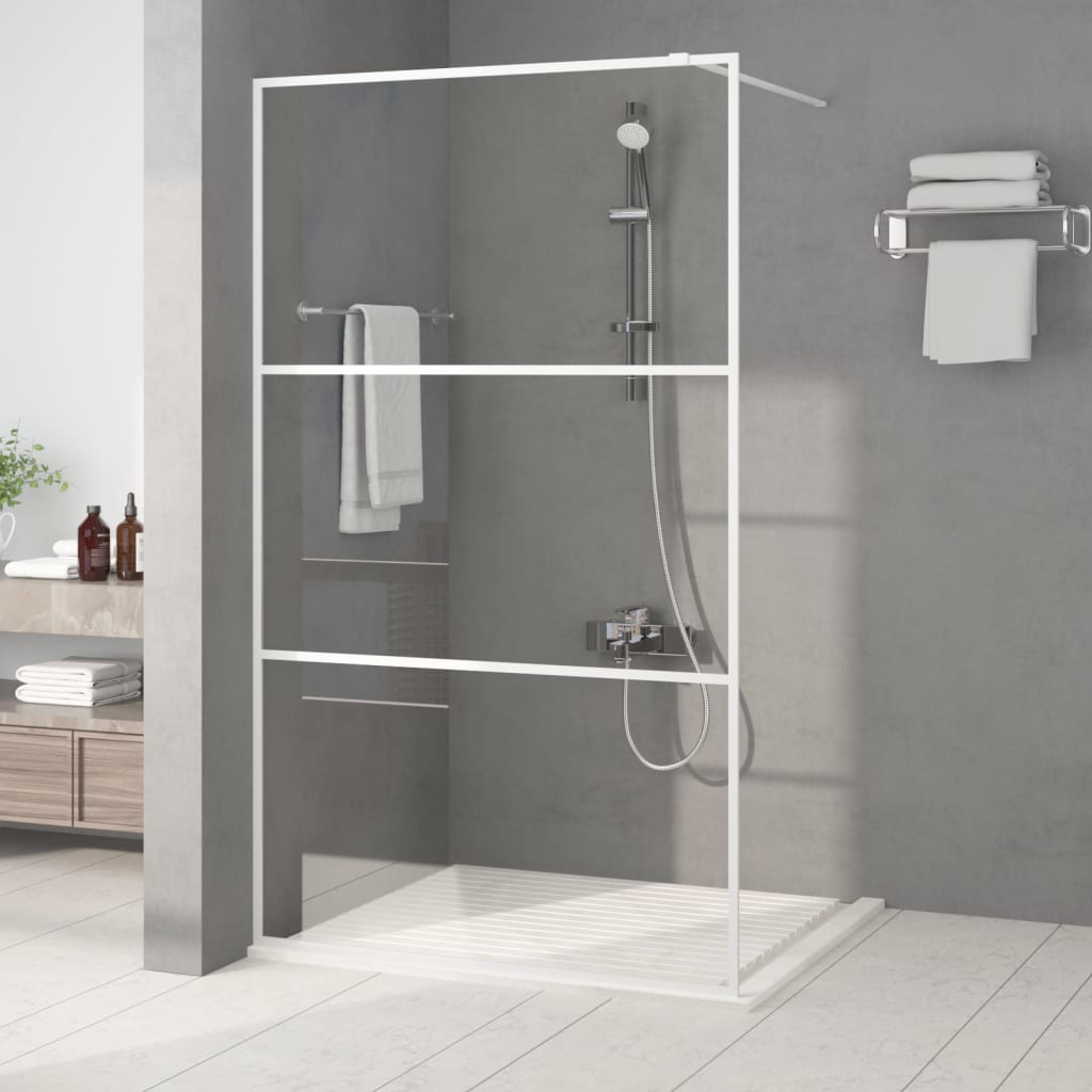 vidaXL Sprchová zástena biela 115x195 cm priehľadné ESG sklo