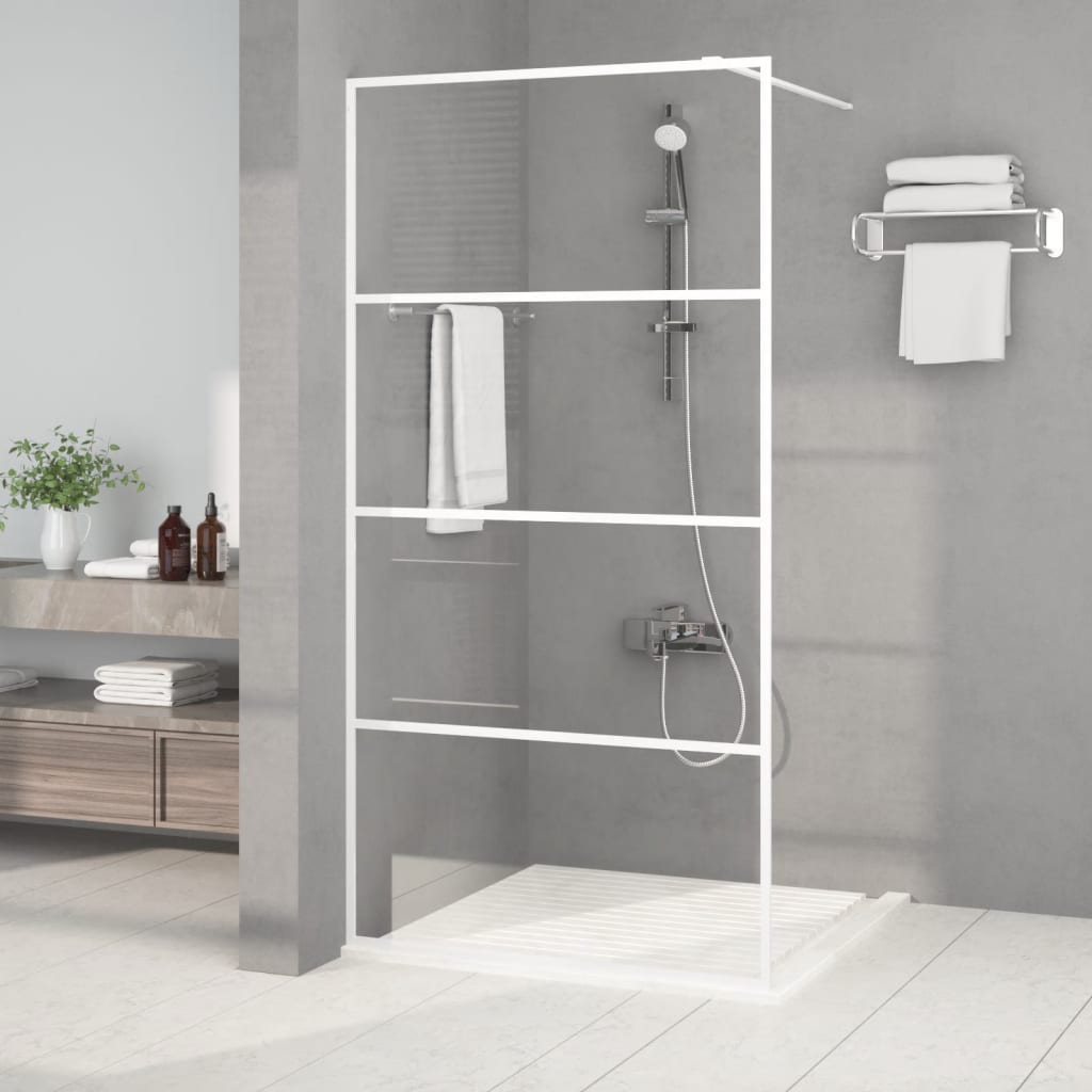 vidaXL Sprchová zástena biela 100x195 cm priehľadné ESG sklo