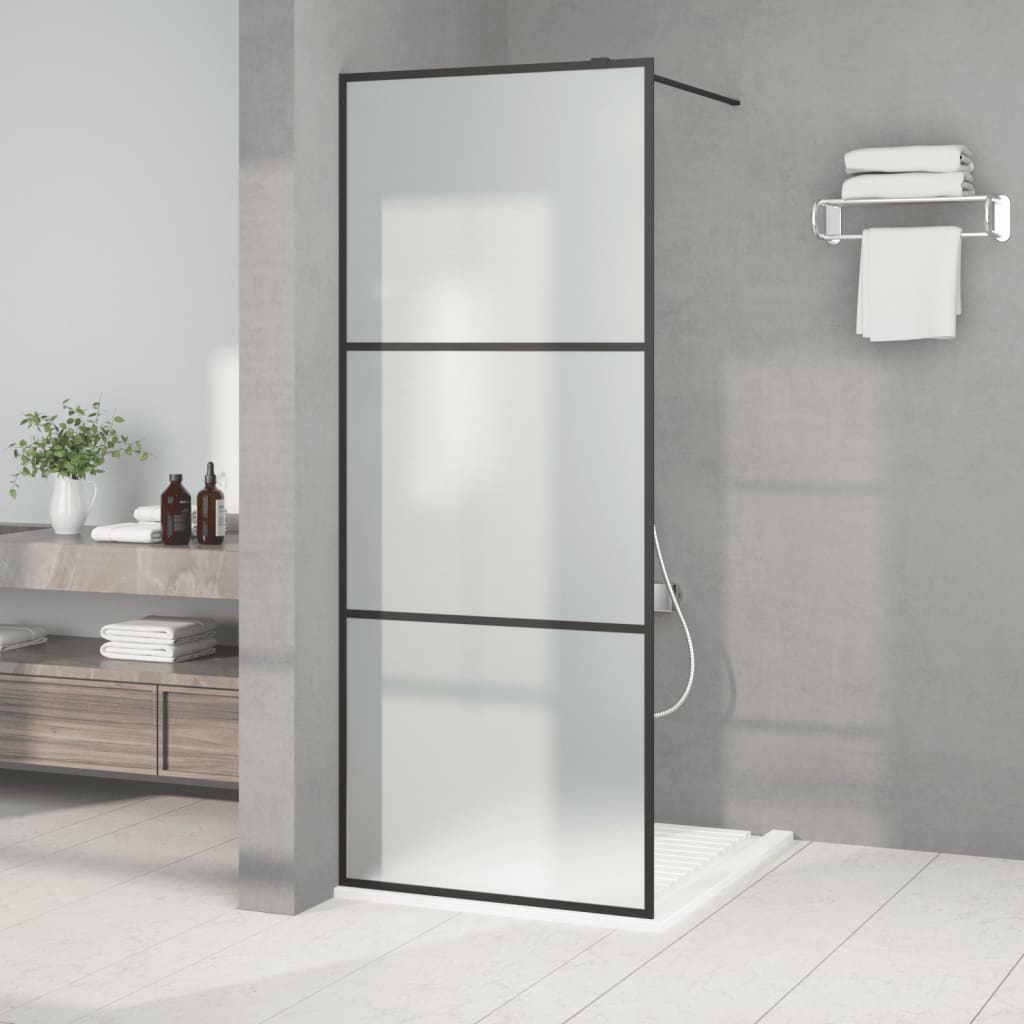 vidaXL Sprchová zástena čierna 80x195 cm matné ESG sklo