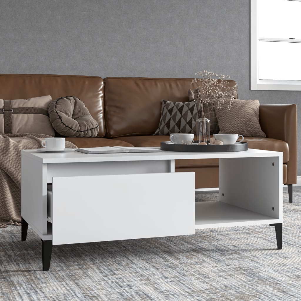 vidaXL Konferenčný stolík biely 90x50x36,5 cm spracované drevo