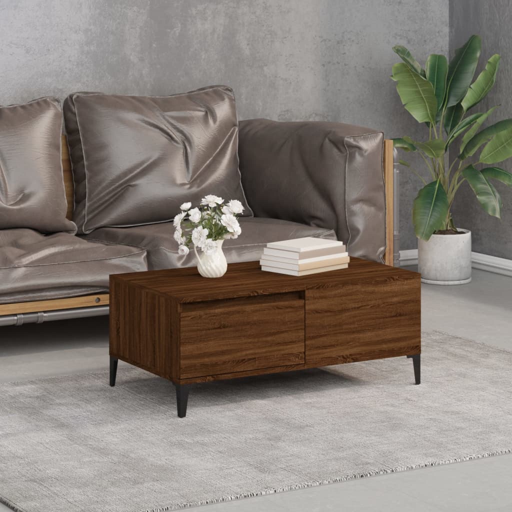 vidaXL Konferenčný stolík hnedý dub 90x50x36,5 cm spracované drevo
