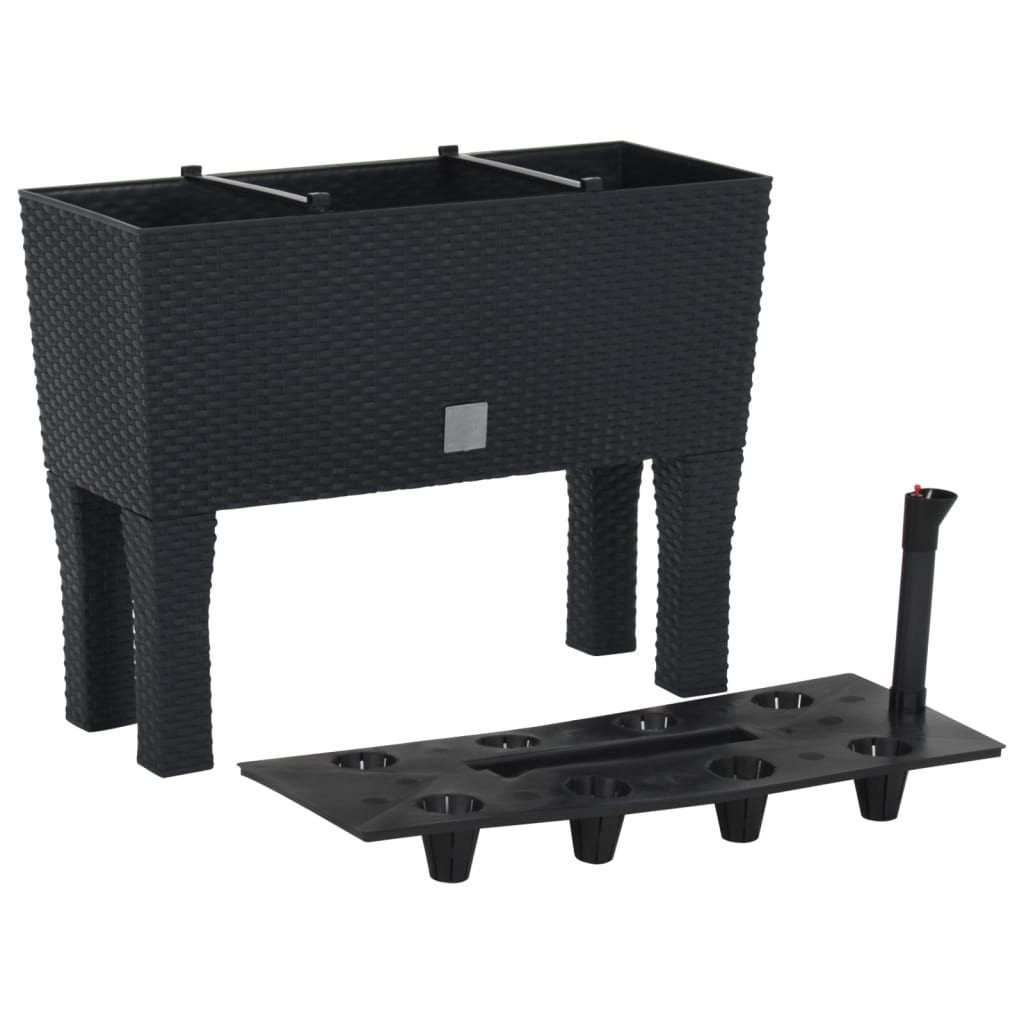 vidaXL Vyvýšený záhradný kvetináč antracitový 60x25x46 cm PP ratan