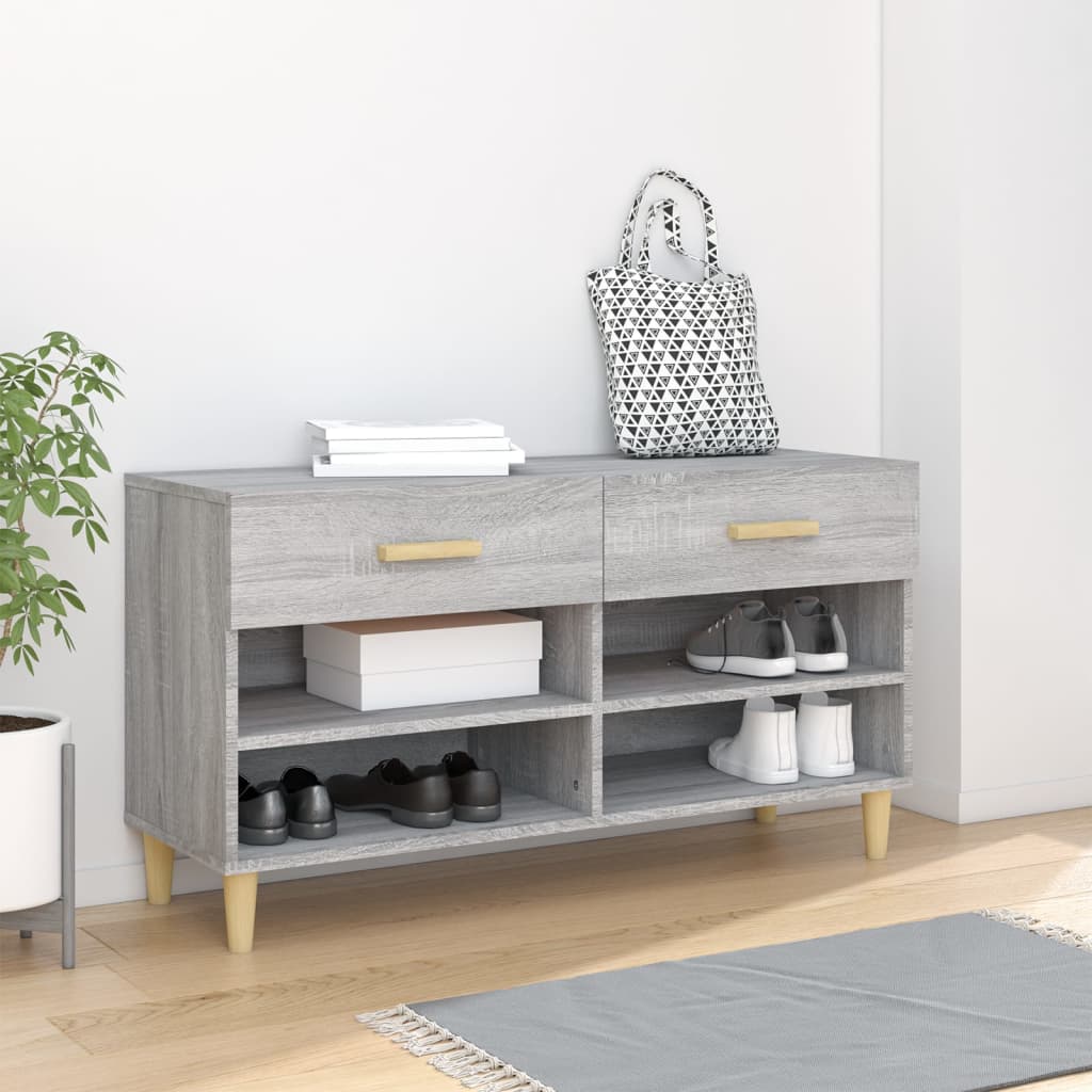 vidaXL Botník sivý dub sonoma 102x35x55 cm spracované drevo