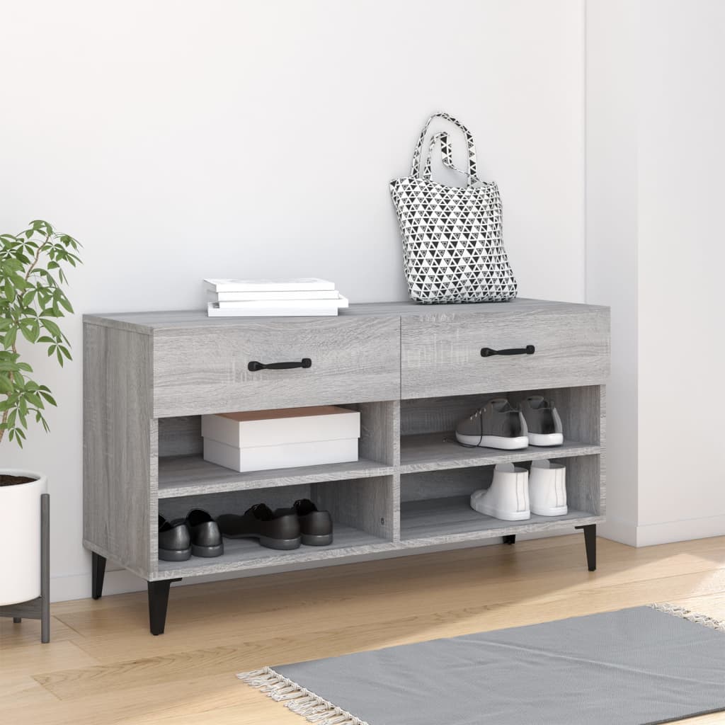 vidaXL Botník sivý dub sonoma 102x35x55 cm spracované drevo