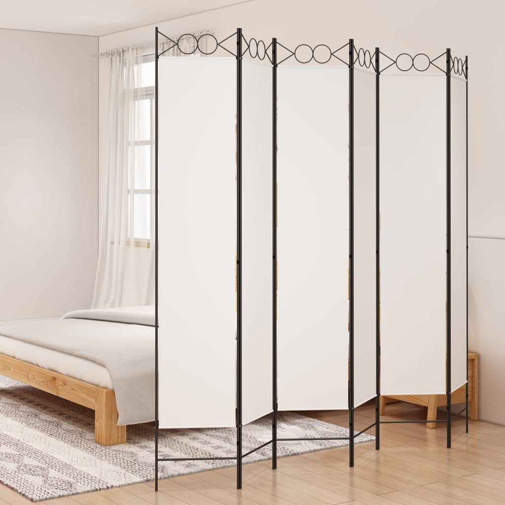 vidaXL 6-panelový paraván biely 240x220 cm látkový