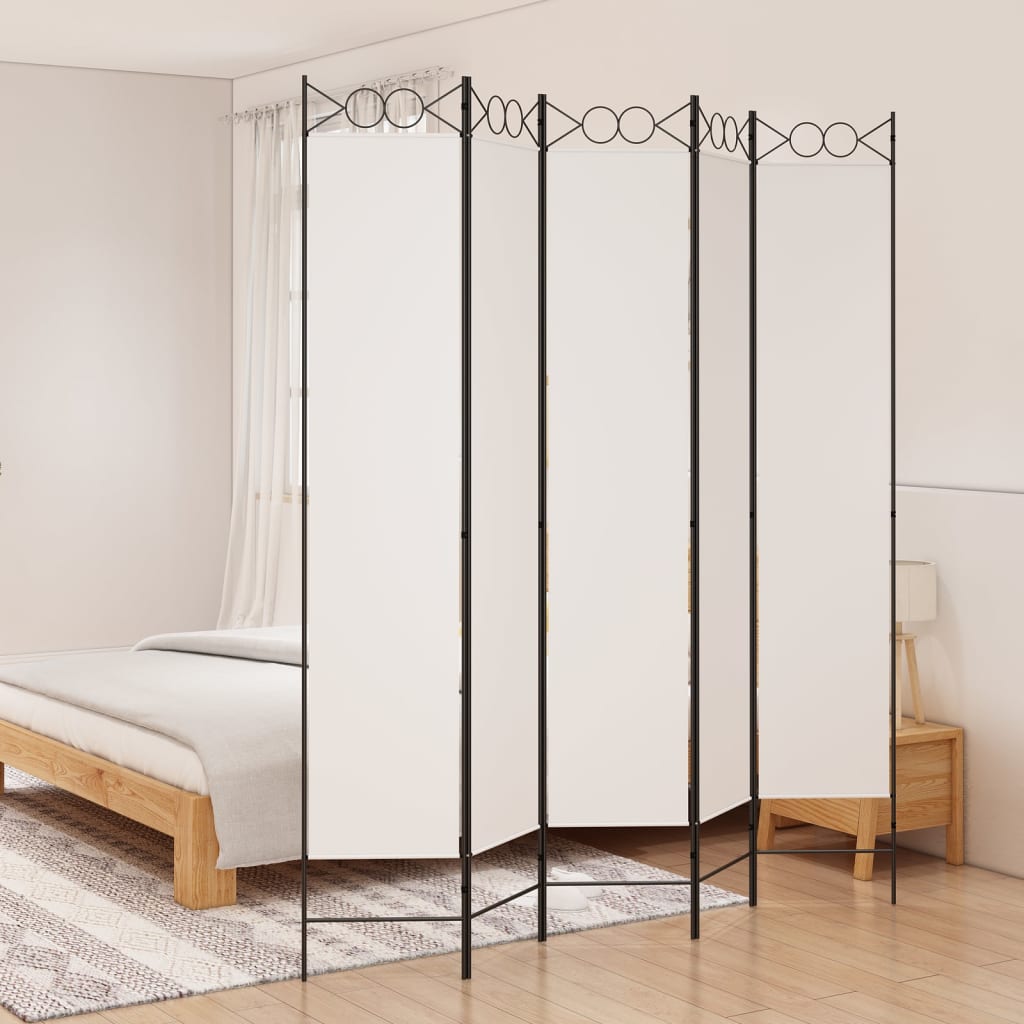 vidaXL 5-panelový paraván biely 200x220 cm látkový