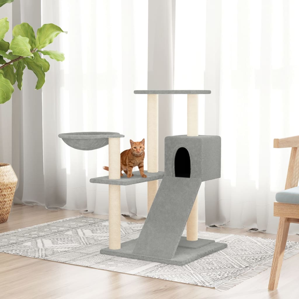 vidaXL Škrabadlo pre mačky so sisalovými stĺpikmi bledosivé 82 cm