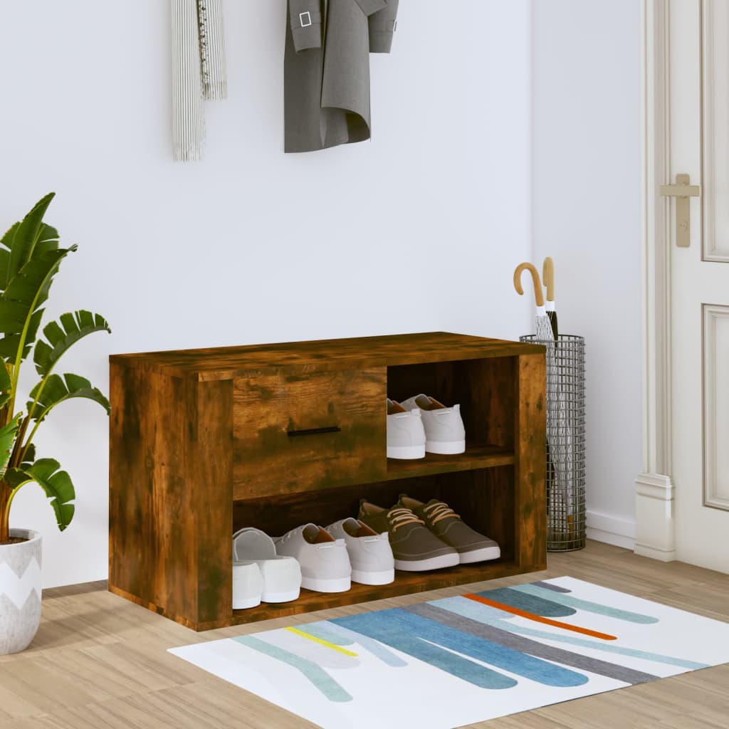 vidaXL Botník dymový dub 80x35x45 cm spracované drevo