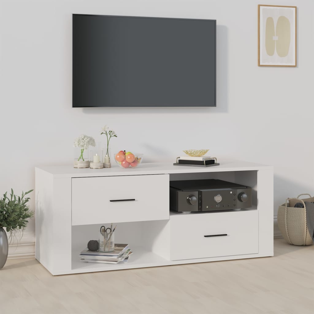 vidaXL TV skrinka biela 100x35x40 cm spracované drevo
