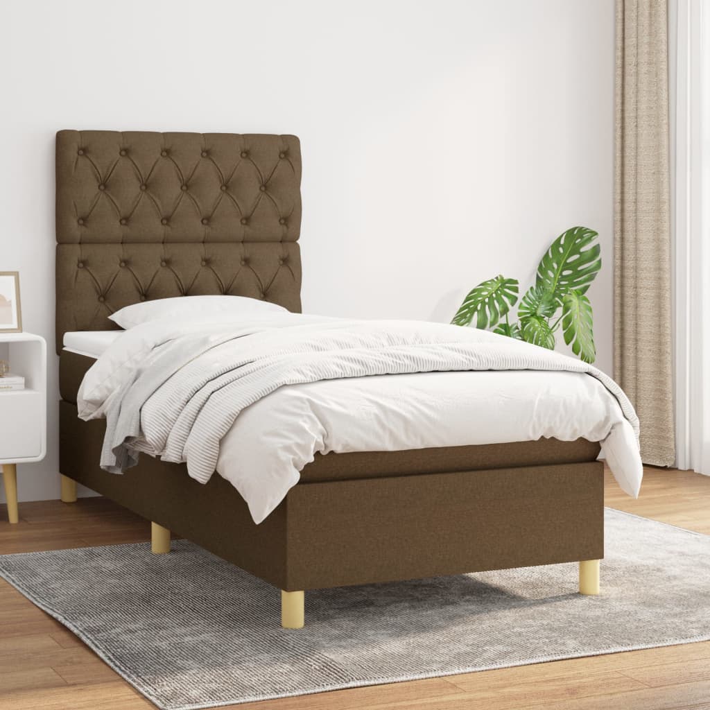vidaXL Posteľný rám boxsping s matracom hnedý 80x200 cm látka