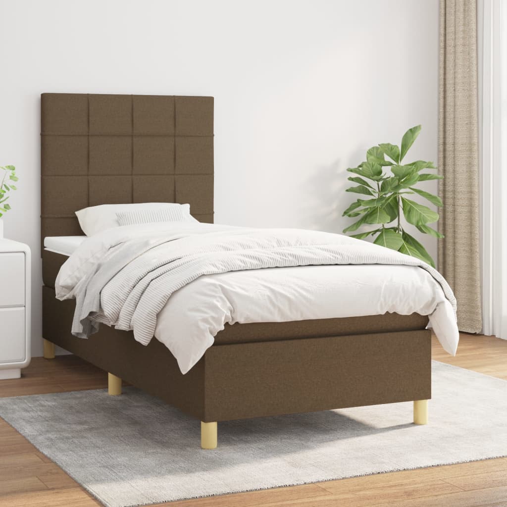 vidaXL Posteľný rám boxsping s matracom hnedý 80x200 cm látka