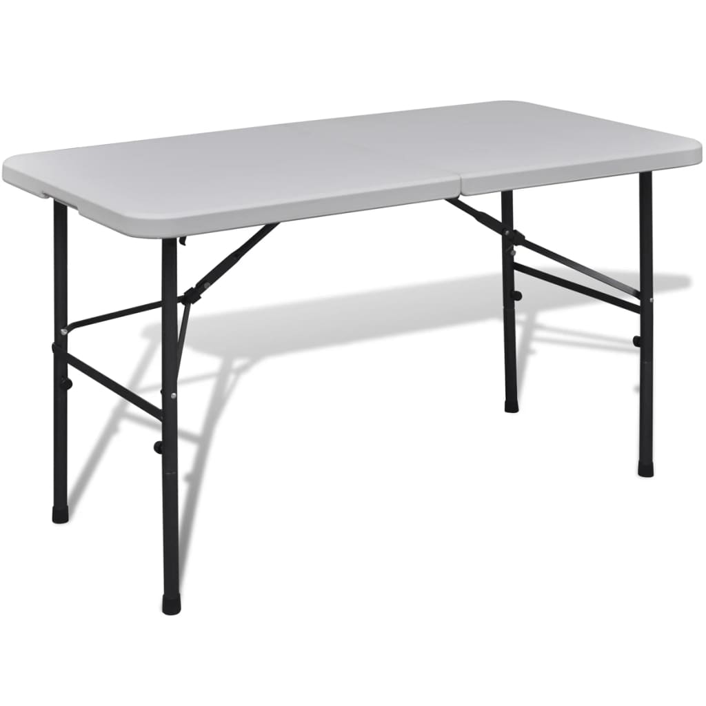 vidaXL Skladací záhradný stôl 122 cm, HDPE, biely