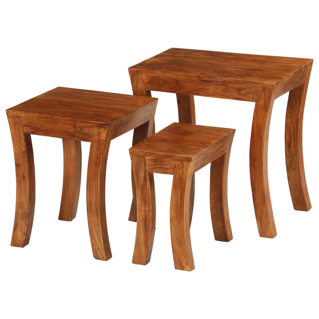 vidaXL Zasúvacie stolíky 3 ks, akáciový masív 50x35x50 cm, hnedé