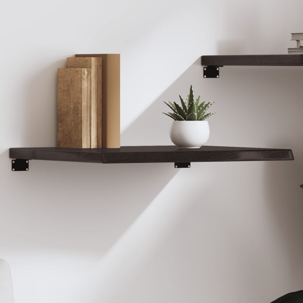 vidaXL Nástenná polica tmavohnedá 60x50x(2-4) cm ošetrený dubový masív