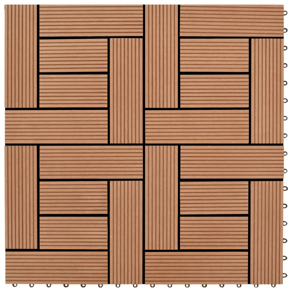 vidaXL Hnedá palubovka, 11 ks, 30 x 30 cm WPC, 1 m2