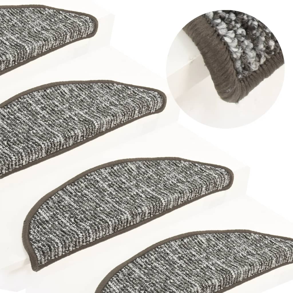 vidaXL Kobercové nášľapy na schody 15 ks antracitové 65x21x4 cm