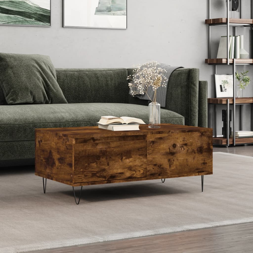 vidaXL Konferenčný stolík dymový dub 90x50x36,5 cm spracované drevo