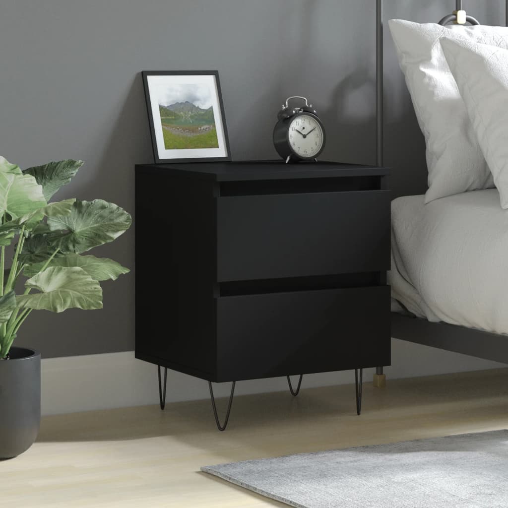 vidaXL Nočný stolík čierny 40x35x50 cm spracované drevo