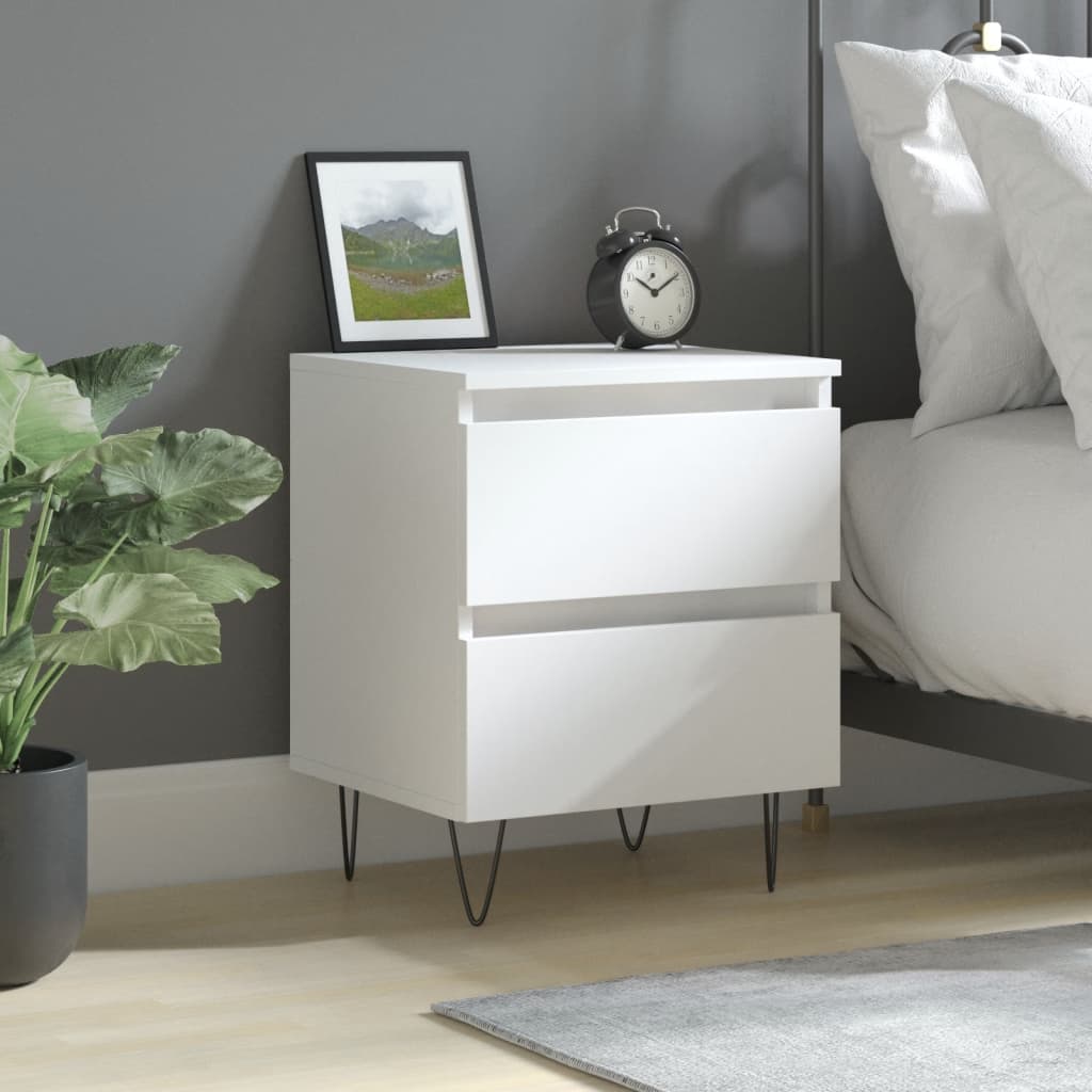 vidaXL Nočný stolík biely 40x35x50 cm spracované drevo
