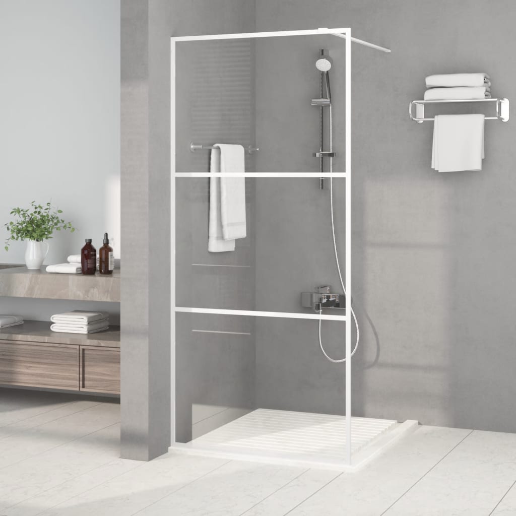 vidaXL Sprchová zástena biela 90x195 cm priehľadné ESG sklo
