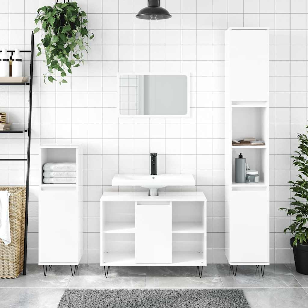 vidaXL Kúpeľňová skrinka lesklá biela 80x33x60 cm kompozitné drevo