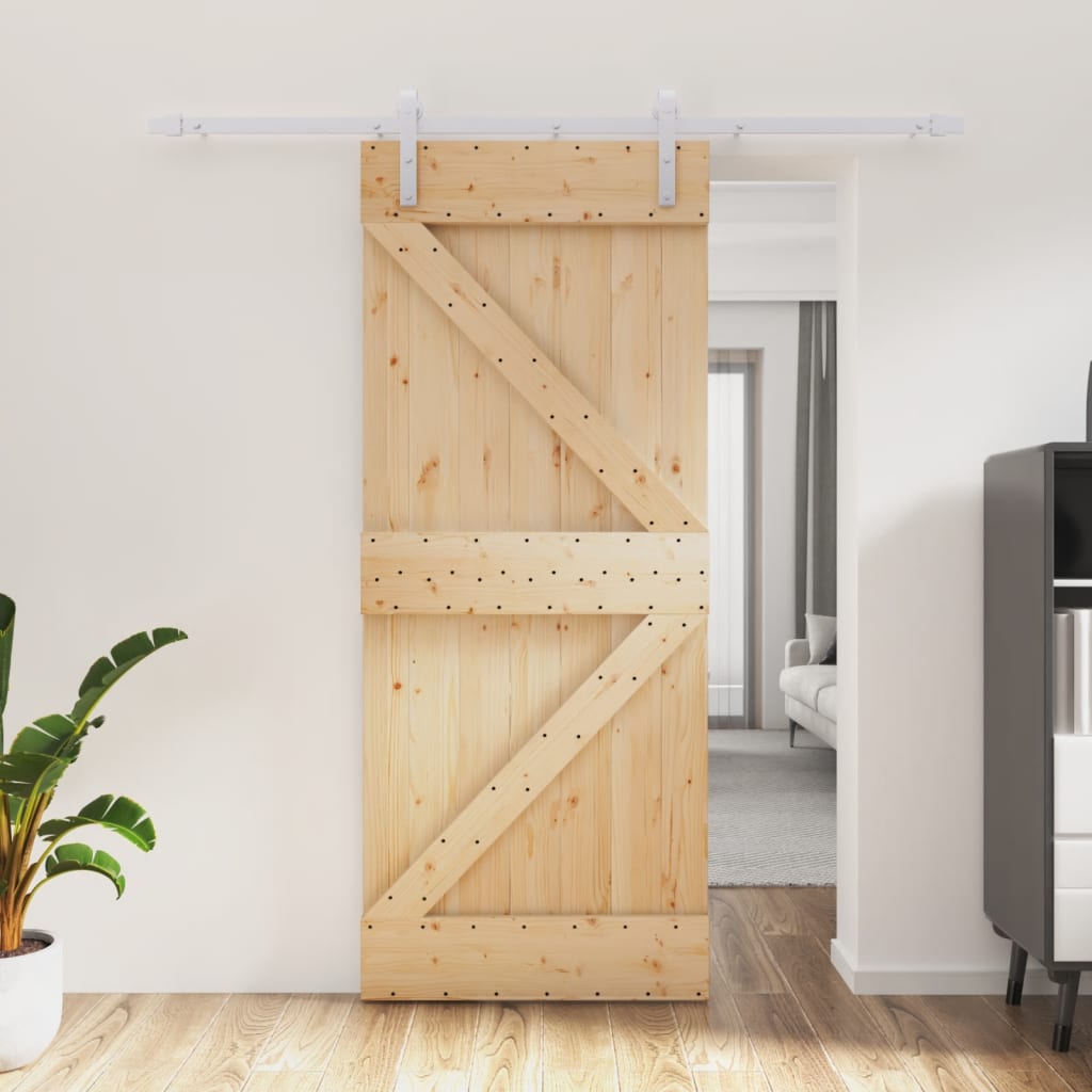 vidaXL Posuvné dvere so sadou kovania 85x210 cm borovicový masív