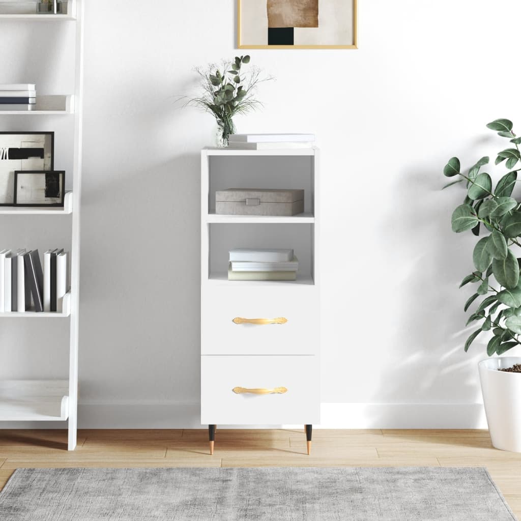 vidaXL Komoda biela 34,5x34x90 cm spracované drevo
