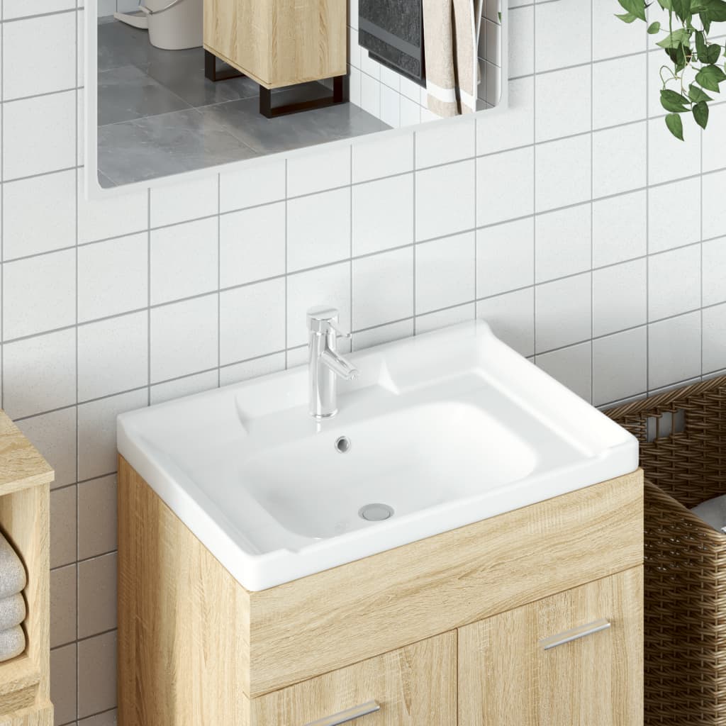 vidaXL Kúpeľňové umývadlo biele 61x48x23 cm obdĺžnikové keramické