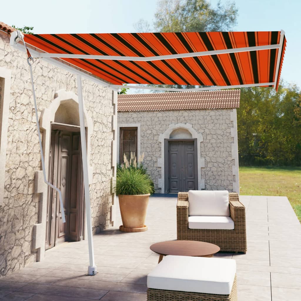 vidaXL Samostatne stojaca automatická markíza 300x250cm oranžovo-hnedá