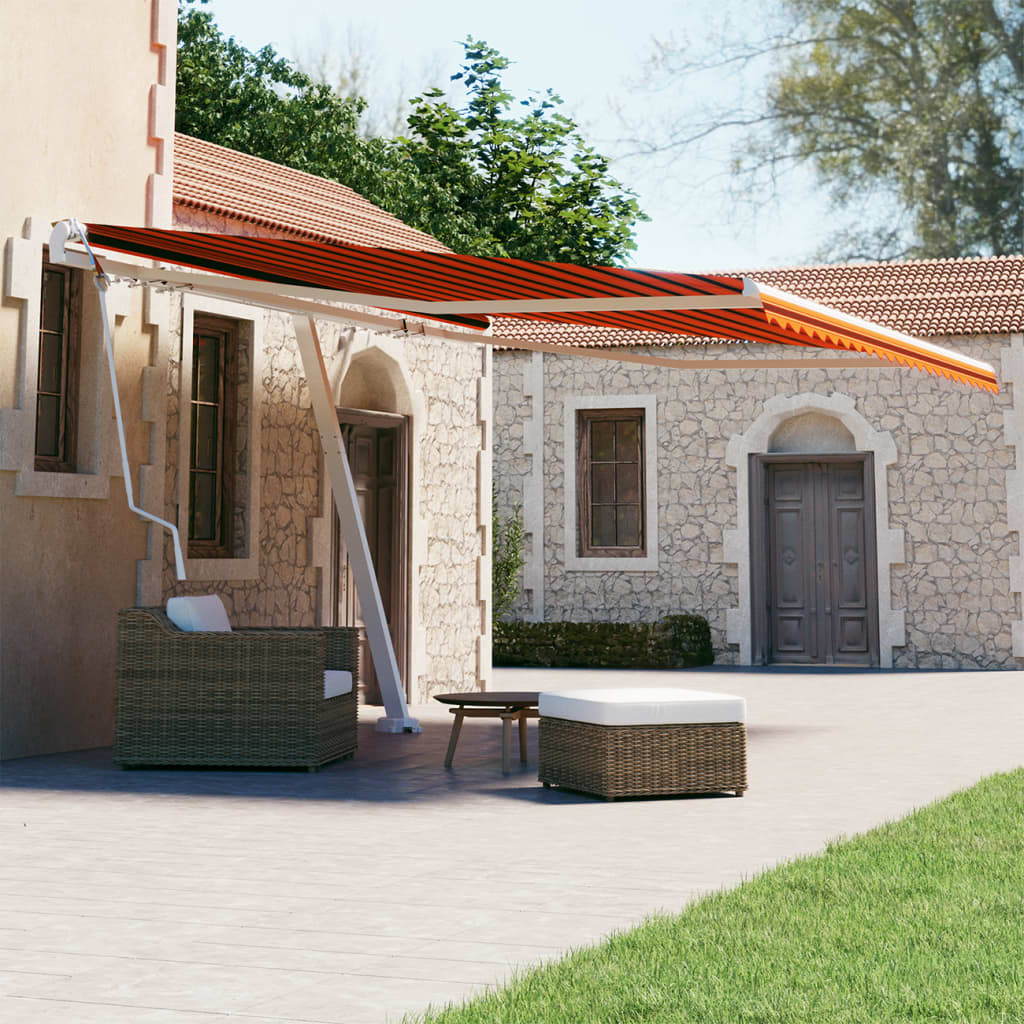 vidaXL Samostatne stojaca automatická markíza 450x300cm oranžovo-hnedá