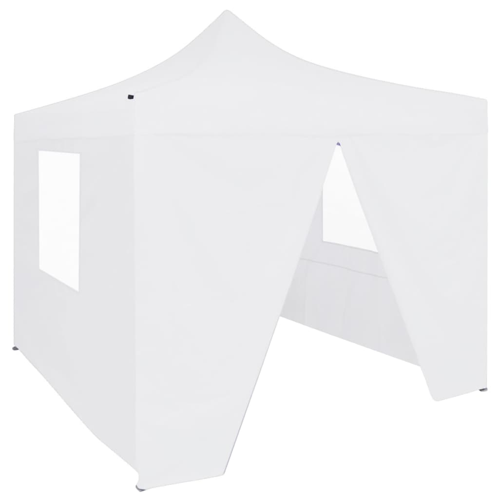 vidaXL Profesionálny skladací párty stan+4 steny 3x3 m, oceľ, biely