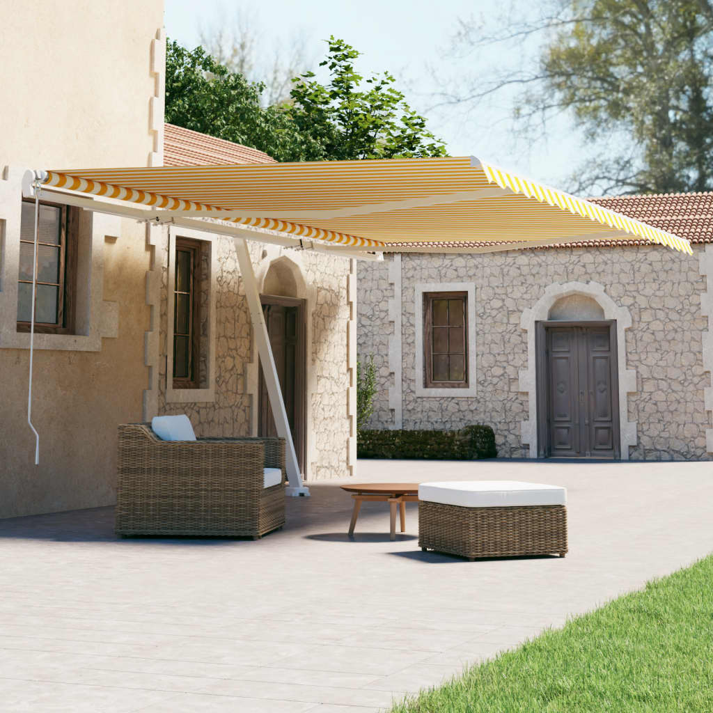 vidaXL Samostatne stojaca automatická markíza 500x300 cm žlto-biela