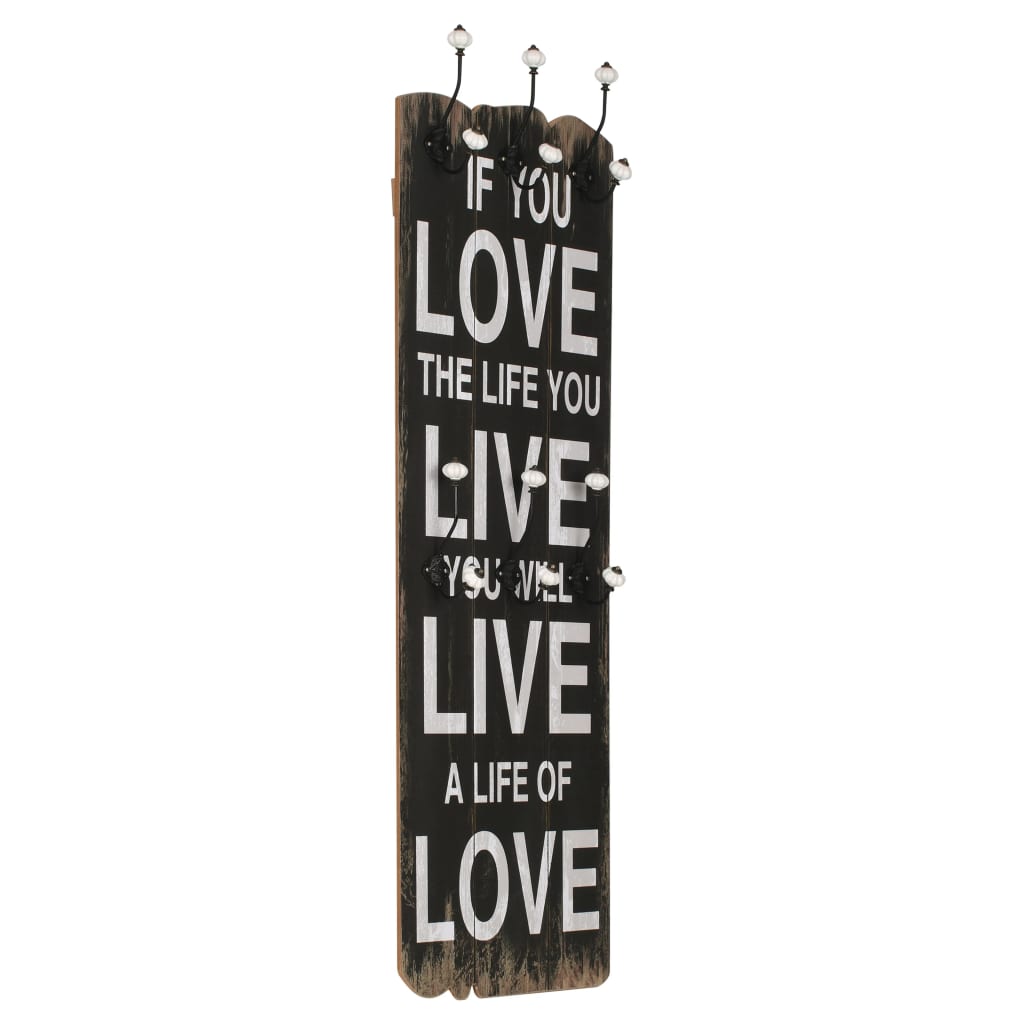 vidaXL Nástenný vešiak na kabáty so 6 háčikmi 120x40 cm LOVE LIVE
